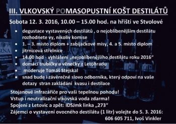 III. Vlkovský pomasopustní košt destilátů